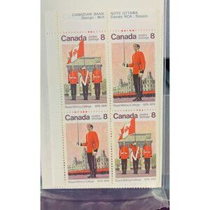 Canada Post Royal Military College 1876-1976 8¢ Stamps Set Of 4 Inscription